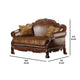 Leather Upholstered Love Seat with 2 Pillow Cherry Brown AMF-15161