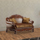 Leather Upholstered Love Seat with 2 Pillow, Cherry Brown