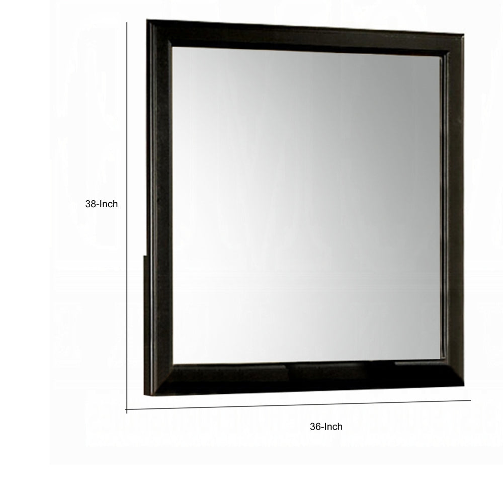 Wooden Frame Mirror , Black - ACME