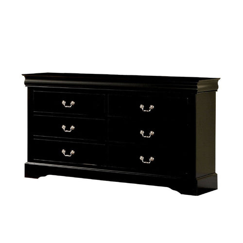 Wooden Dresser With Six Drawers , Black