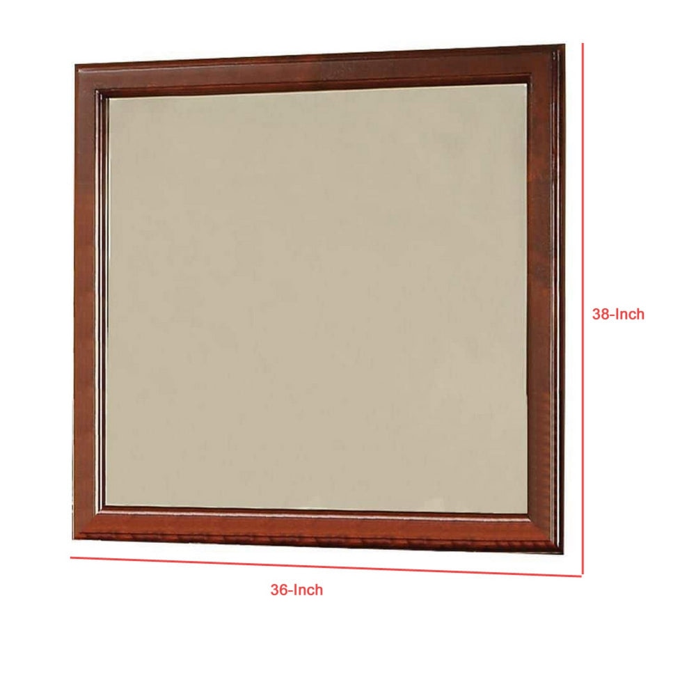Wooden Frame Mirror Cherry Brown - ACME AMF-19524