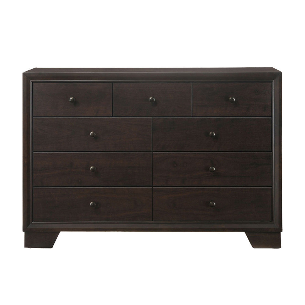 Contemporary Style Wooden Dresser With 9 Drawers Espresso Brown AMF-19575