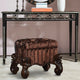 Dresden Vanity Stool | Tufted Fabric | Scrolled Legs | Cherry Oak Brown