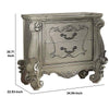 Two Drawers Wooden Nightstand with Carved Details, Bone White