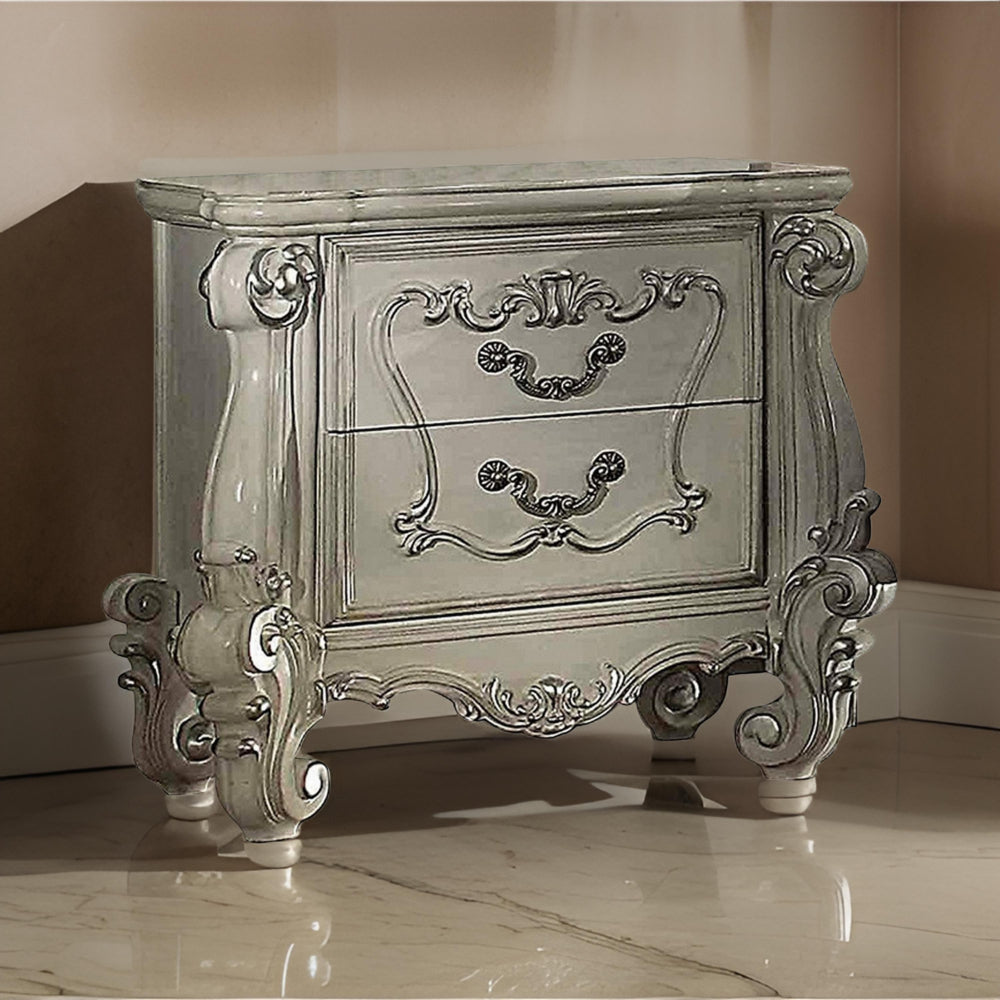 Ireland Nightstand | 3 Drawers | White Wood