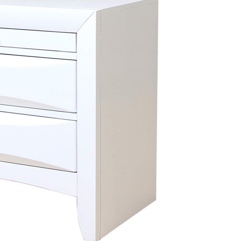 Contemporary 3 Drawer Wood  Nightstand By Ireland, White
