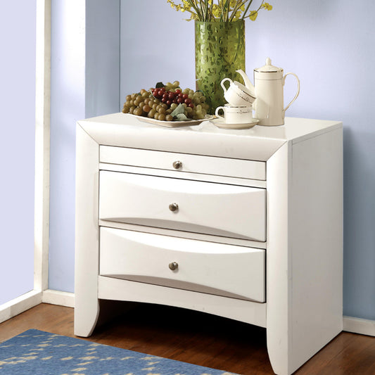 Contemporary 3 Drawer Wood  Nightstand By Ireland, White