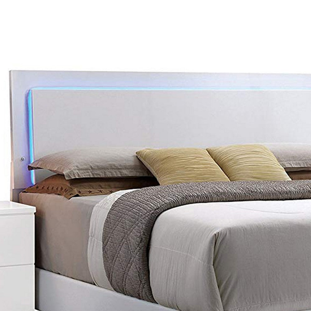 Contemporary Style Queen Size Wooden Panel Bed with Headboard White AMF-22640Q