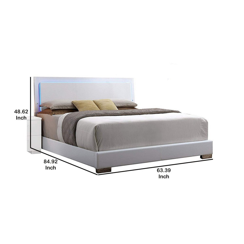 Contemporary Style Queen Size Wooden Panel Bed with Headboard White AMF-22640Q