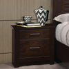 Wooden Nightstand with Two Drawers, Mahogany Brown