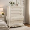 Wooden Drawer Chest with Five Drawers, Pearl White