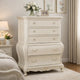 Wooden Drawer Chest with Five Drawers, Pearl White