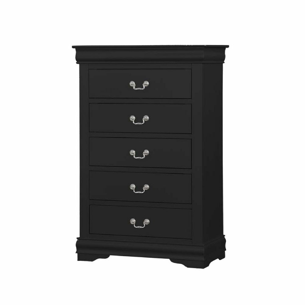 5-Drawers Traditional Style Wooden Chest, Black