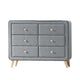Transitional Style Wood and Fabric Upholstery Dresser with 6 Drawers Gray AMF-24525