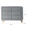 Naima Dresser | 6 Drawers | Gray Wood | Fabric Upholstery