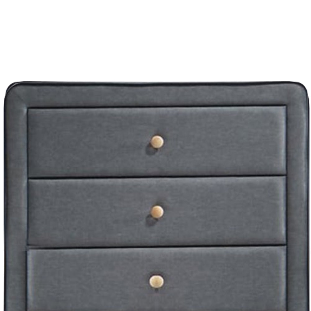 5 Drawers Transitional Style Wood and Fabric Upholstery Chest Gray AMF-24526