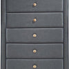 5 Drawers Transitional Style Wood and Fabric Upholstery Chest Gray AMF-24526