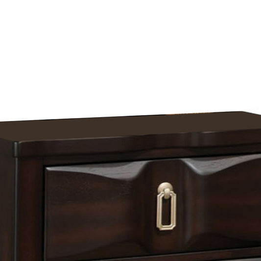 Transitional Style Wood Nightstand with 2 Drawers, Espresso Brown
