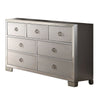 Seven Drawer Dresser With Mirror Insert Front Trim, Platinum