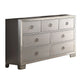 Seven Drawer Dresser With Mirror Insert Front Trim, Platinum