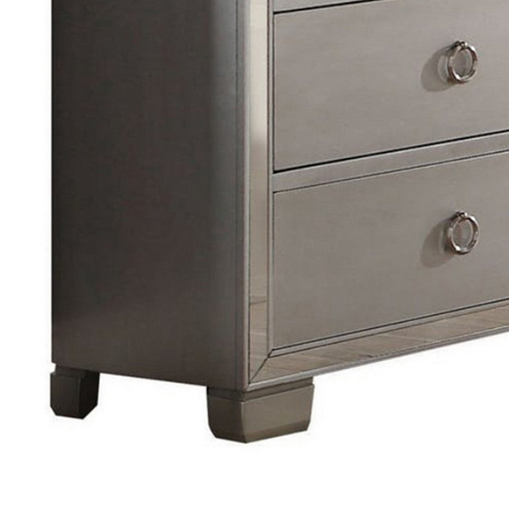 Seven Drawer Dresser With Mirror Insert Front Trim, Platinum