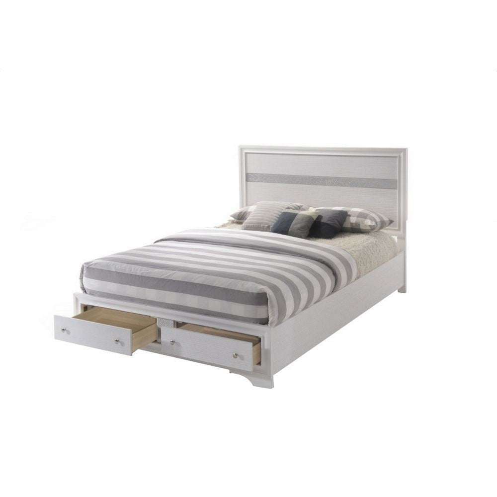 Naima Queen Bed | Storage Drawers | White Finish AMF-25770Q
