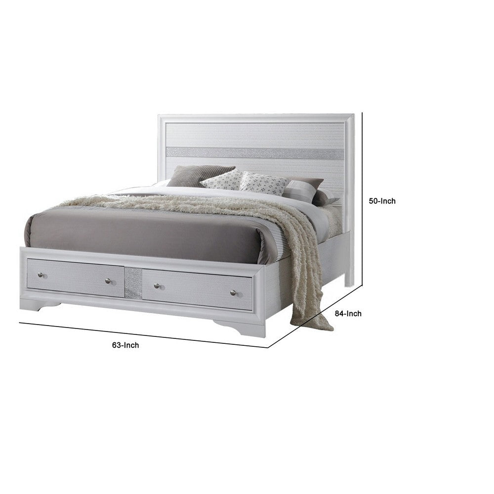 Naima Queen Bed | Storage Drawers | White Finish AMF-25770Q