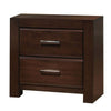 Wooden Two Drawer Nightstand In Walnut Finish