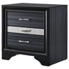 Naima Nightstand | 3 Drawers | Black & Silver Finish