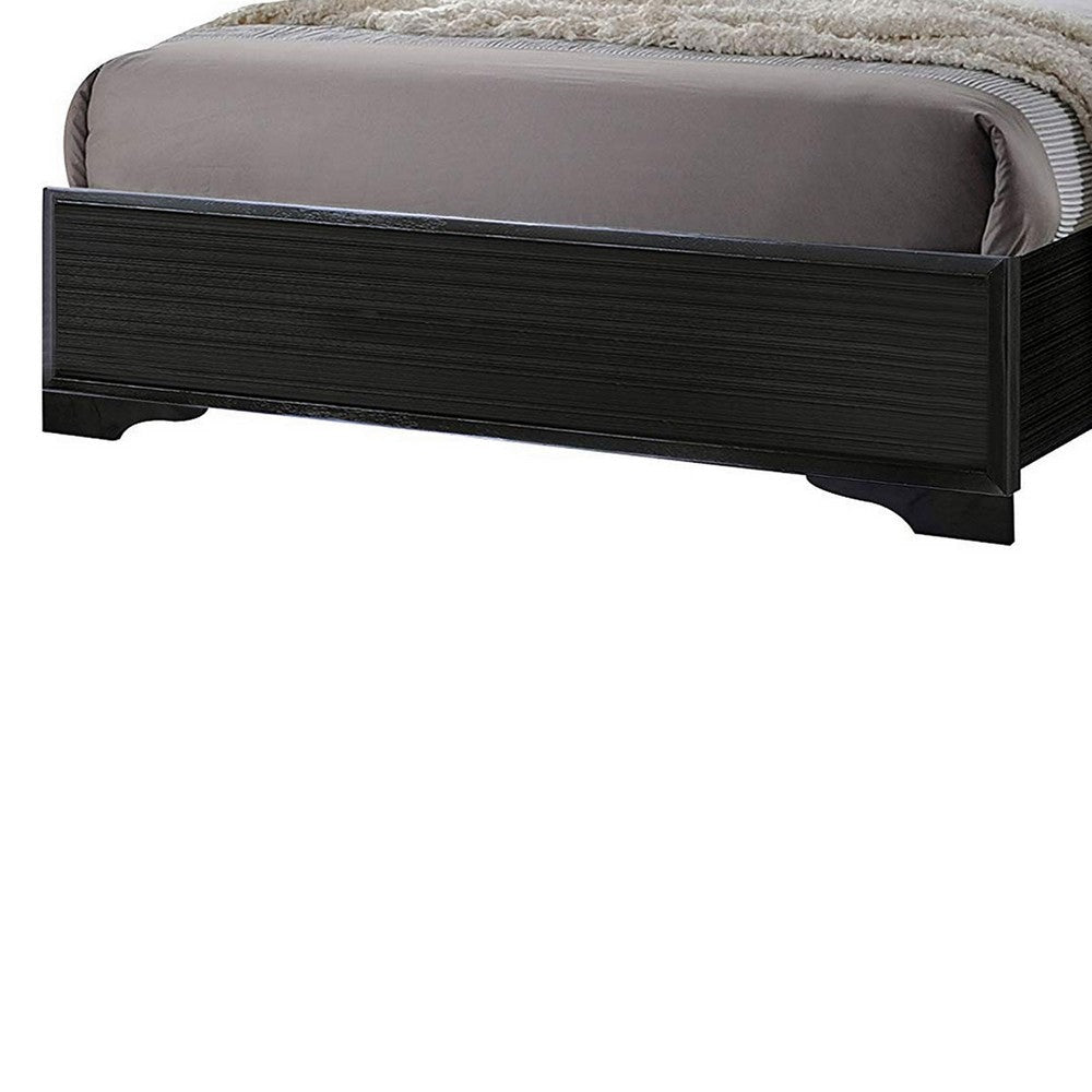 Wooden Twin Size bed with Bracket Legs and Crystal Accented Headboard Black AMF-25910T