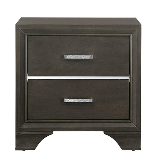 Gray Nightstand | 2 Drawers | Bracket Legs