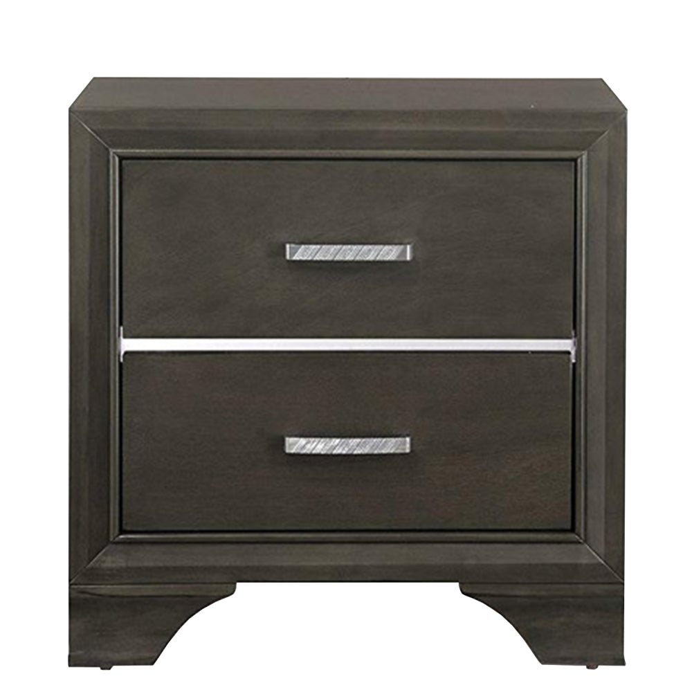 Gray Nightstand | 2 Drawers | Bracket Legs