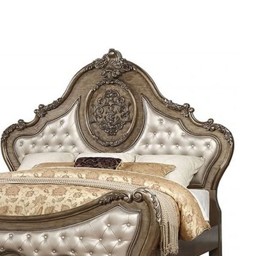 Traditional Elegant Style Queen Size Arched Panel Bed Brown AMF-26310Q