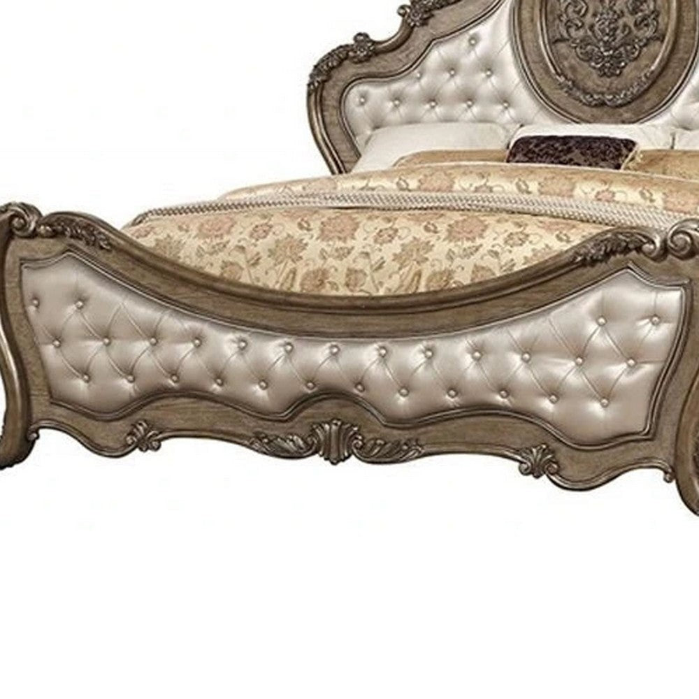 Traditional Elegant Style Queen Size Arched Panel Bed Brown AMF-26310Q