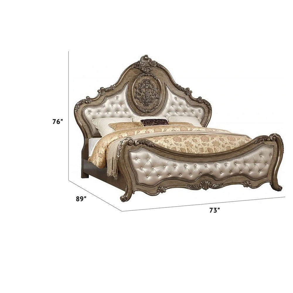 Traditional Elegant Style Queen Size Arched Panel Bed Brown AMF-26310Q