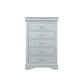 Traditional Style Five Drawer Wooden Chest with Bracket Base, Gray By Casagear Home