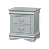 Traditional Style Wooden Nightstand with Two Drawers and Bracket Base, Gray - 26733