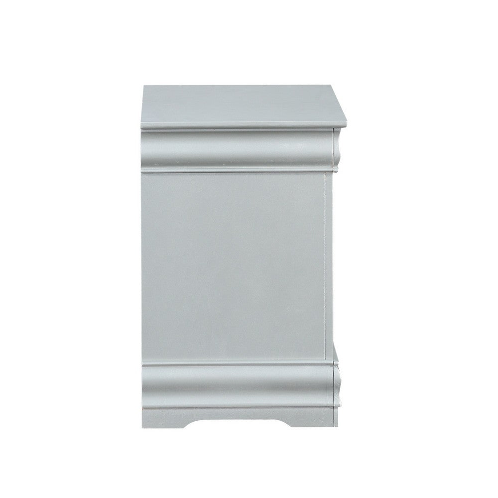 Gray Nightstand | 2 Drawers | Traditional Style | Bracket Base AMF-26733