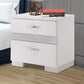 Nightstand With Three Center Metal Glide Drawers In White Gloss Finish