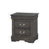 Traditional Style Wooden Nightstand with Two Drawers and Metal Handles Dark Gray AMF-26793