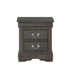 Traditional Style Wooden Nightstand with Two Drawers and Metal Handles Dark Gray AMF-26793