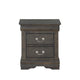 Traditional Style Wooden Nightstand with Two Drawers and Metal Handles Dark Gray AMF-26793