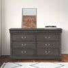 Six Drawers Wooden Dresser with Metal Handles and Bracket Base Dark Gray AMF-26795