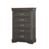 Traditional Style Five Drawer Wooden Chest with Bracket Base, Dark Gray - 26796