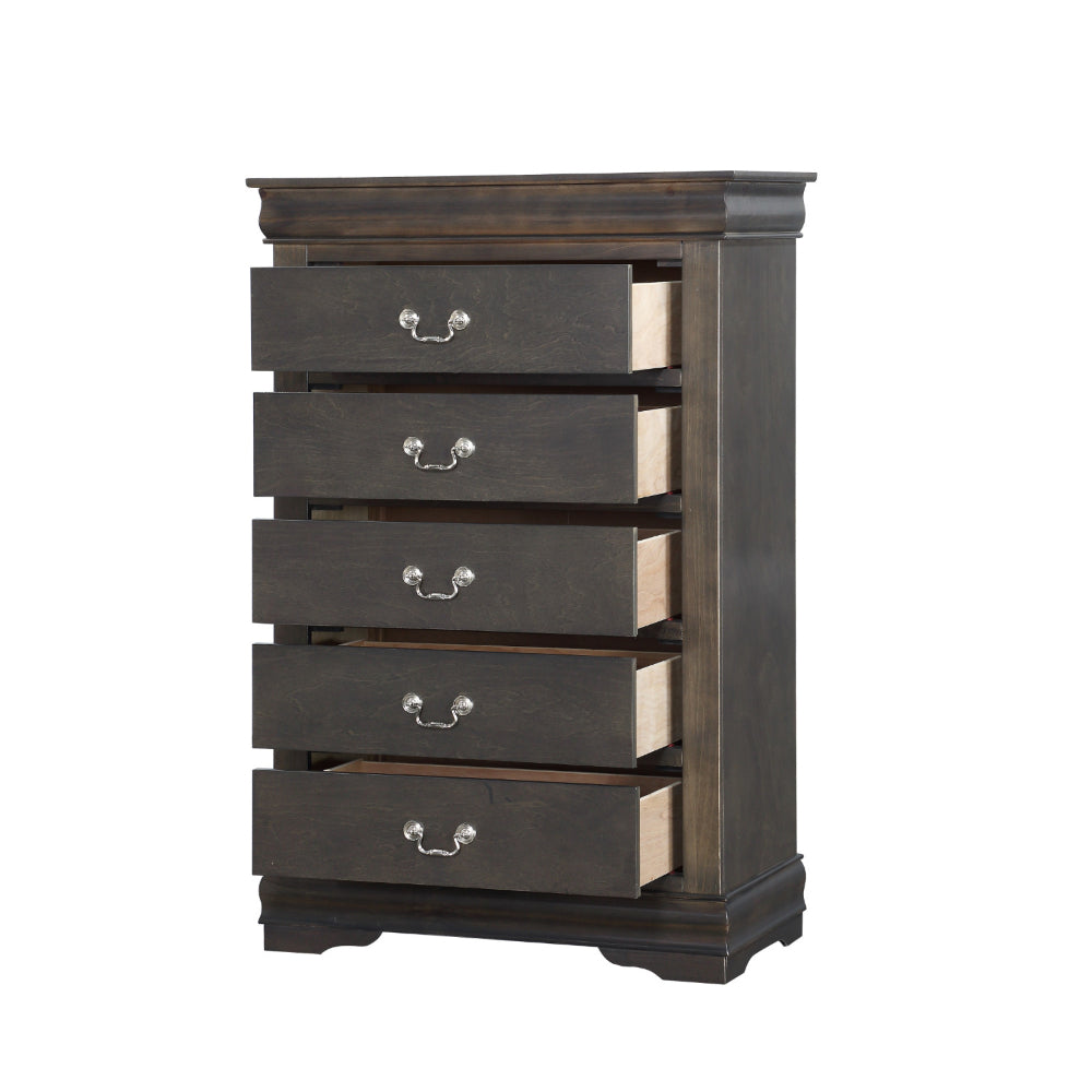 Dark Gray Chest | 5 Drawers | Traditional Style | Bracket Base