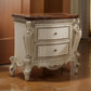 Two Drawer Nightstand With Cabriole Legs, Antique Pearl & Cherry Oak