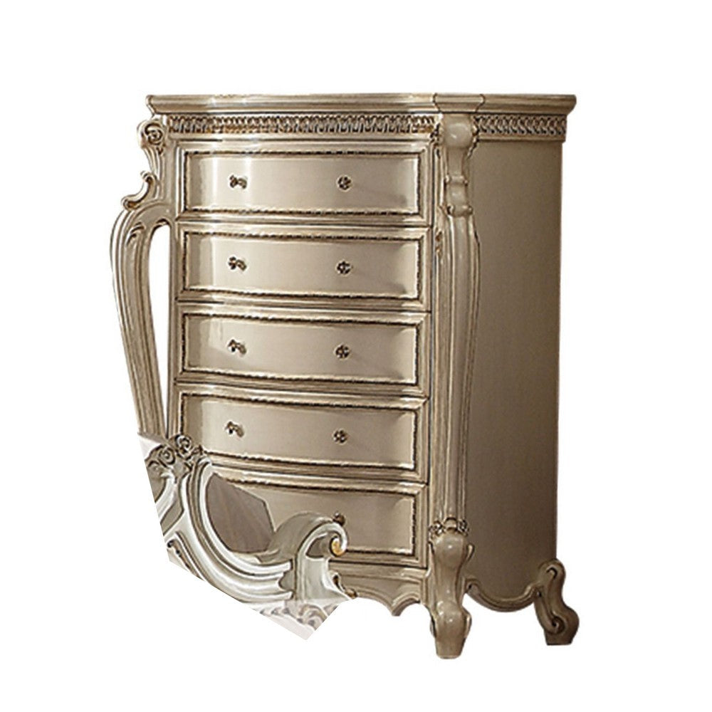 Five Drawer Chest With Cabriole Legs Antique Pearl & Cherry Oak AMF-26906