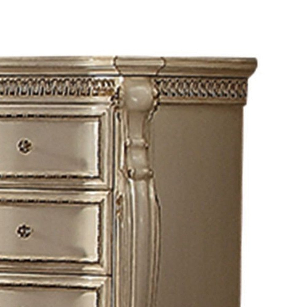 Five Drawer Chest With Cabriole Legs Antique Pearl & Cherry Oak AMF-26906