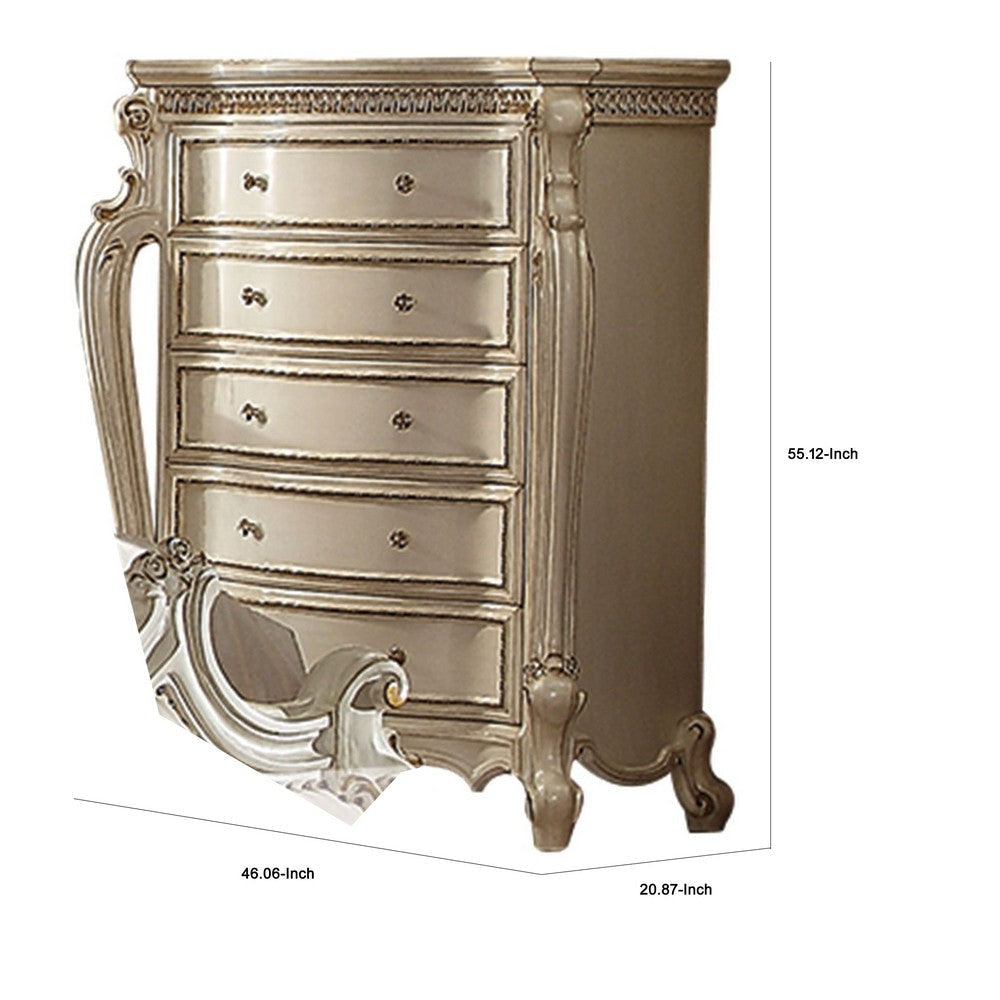 Five Drawer Chest With Cabriole Legs Antique Pearl & Cherry Oak AMF-26906