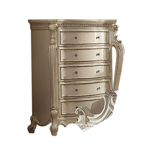 Five Drawer Chest With Cabriole Legs, Antique Pearl & Cherry Oak